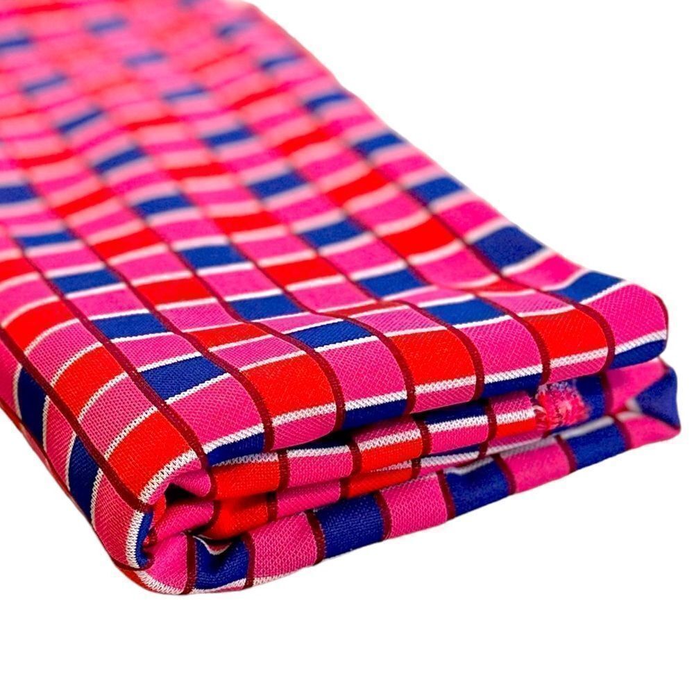 VTG Knit Checkered Bright Retro Fabric EUC! 202